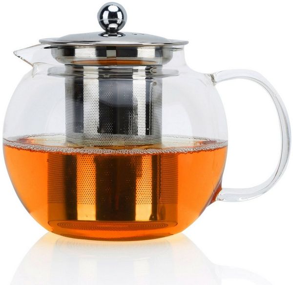 Intirilife Teekanne, 0.8 l, mit Siebeinsatz hitzebeständig geeignet für heiße und kalte Getränke