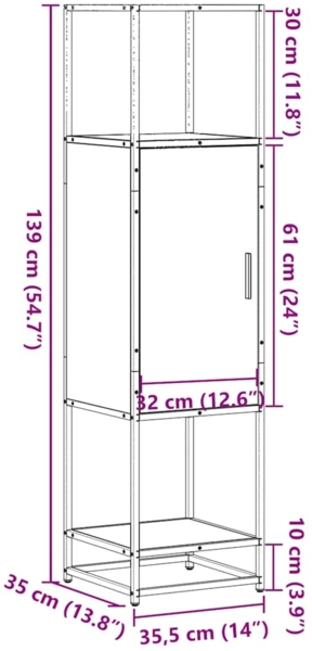vidaXL Highboard Schwarz 35,5x35x139 cm Holzwerkstoff und Metall 849034 Bild 10