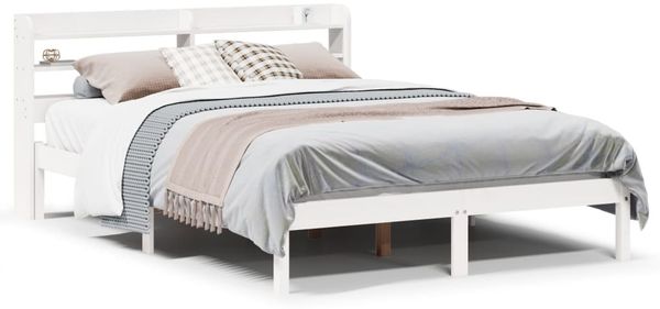 Doppelbett, Betten für Erwachsene, Massivholzbett ohne Matratze Weiß 160x200 Kiefernholz de4785