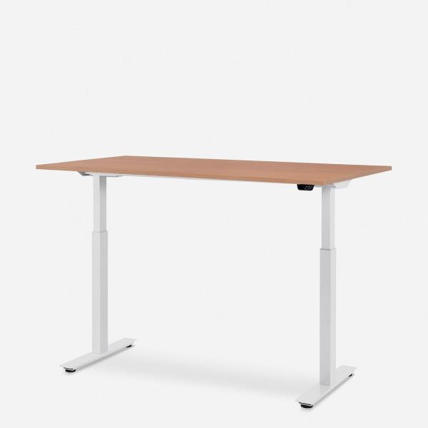 140 x 80 cm WRK21® SMART - Elmau Buche / Weiss elektrisch höhenverstellbarer Schreibtisch