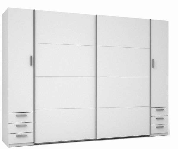 Lukas Möbel Kleiderschrank Kleiderschrank Store 270 cm 4-türig weiß Schubladen wählbar Schubladen