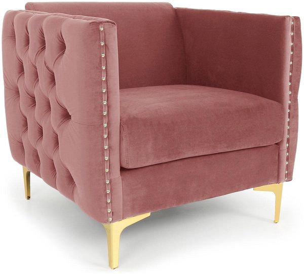 Menzzo Joshua Sessel mit Samtbezug Rosa