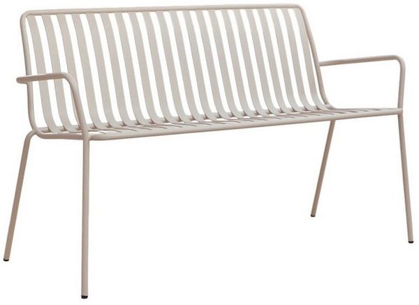 Tikamoon Garten-Essgruppe Gaby Gartenbank Cream aus Metall, 2-Sitzer