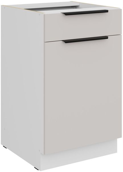 Küchen Unterschrank 50 cm COMO Kaschmir beige matt + Weiß matt Vollauszug Soft-Close Küche Küchenzeile Einbauküche Küchenblock