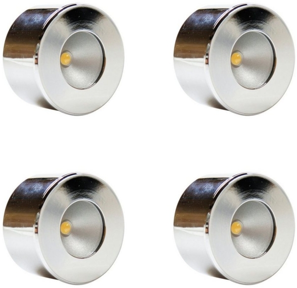 kalb LED Unterbauleuchte Mini-Star LED SET Einbauspot Unterbauleuchte Einbaustrahler Chrom Alu, 4er Set chrom, warmweiß