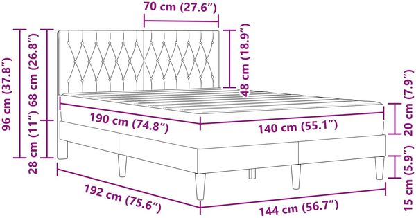 vidaXL Bettgestell mit Matratze Dunkelgrün 140 x 190 cm Samt 3415050 Bild 11