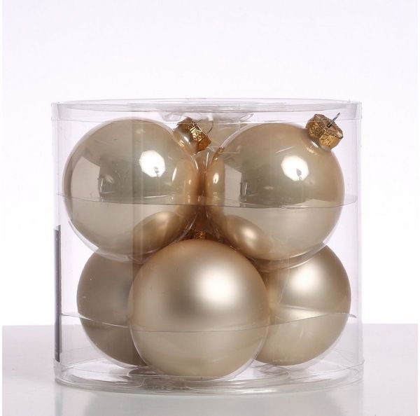 MARELIDA Weihnachtsbaumkugel Christbaumkugeln Weihnachtskugeln Glas 8cm glänzend matt creme 6 Stück (6 St)