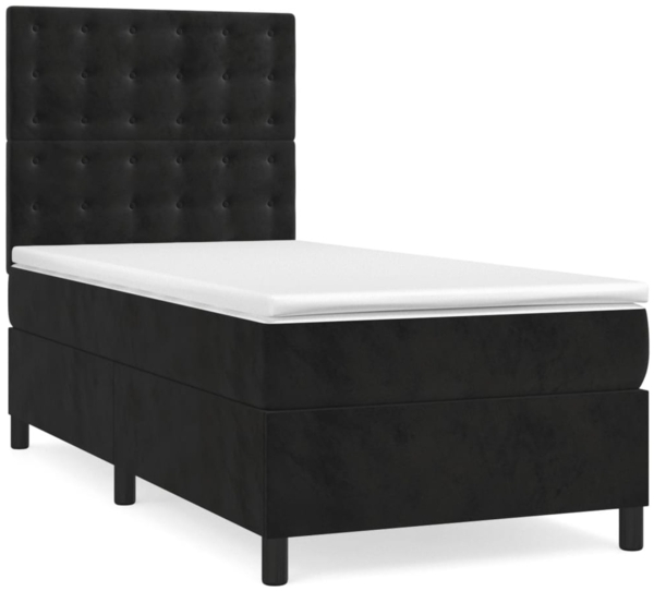 vidaXL Boxspringbett mit Matratze Schwarz 90x190 cm Samt 3143237