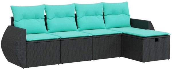 vidaXL 5-tlg. Garten-Sofagarnitur mit Kissen Schwarz Poly Rattan 3325563