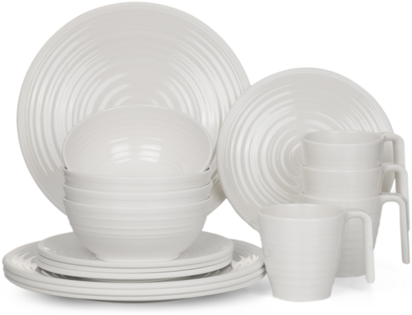 Melamin Camping Geschirr Set 4 Personen Crema Design 16 Teilig Tafelgeschirr Picknick BBQ Kochgeschirr