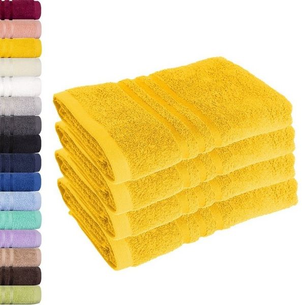 Lavea 2er Set Badematte 50x80 cm – rutschfeste, Waschbare Badematten aus 100% Baumwolle, Frottierserie Elena – Saugstark, Strapazierfähig und Zeitlos – Ideal für Badezimmer, Dusche - Rapsgelb Bild 4