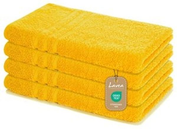 Lavea 2er Set Badematte 50x80 cm – rutschfeste, Waschbare Badematten aus 100% Baumwolle, Frottierserie Elena – Saugstark, Strapazierfähig und Zeitlos – Ideal für Badezimmer, Dusche - Rapsgelb Bild 6