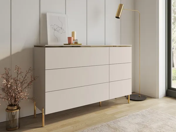 Vente-unique - VUKIA Kommode Holz, Platte Beige - B 39,6 cm x H 91 cm x L 137,6 cm