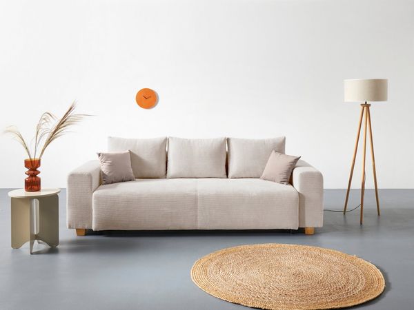 COLLECTION AB Schlafsofa Yves, Bettfunktion,Bettkasten,Bonnelfederkern, Rückenkissen,Zierkissen
