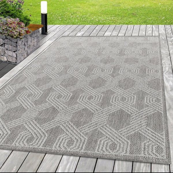 SIMPEX24 Outdoorteppich Geometrisch Design, Läufer, Höhe: 7 mm, Outdoor Teppich Geometsisch Design Wetterfest Terrasse Balkon Küche
