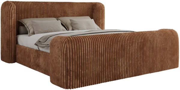 Polsterbett mit Lattenrost, Doppelbett für Schlafzimmer, Gepolstertes Kopfteil - EMORA CLASSIC DUO - 160 x 200 cm - Orange Cord Bild 5
