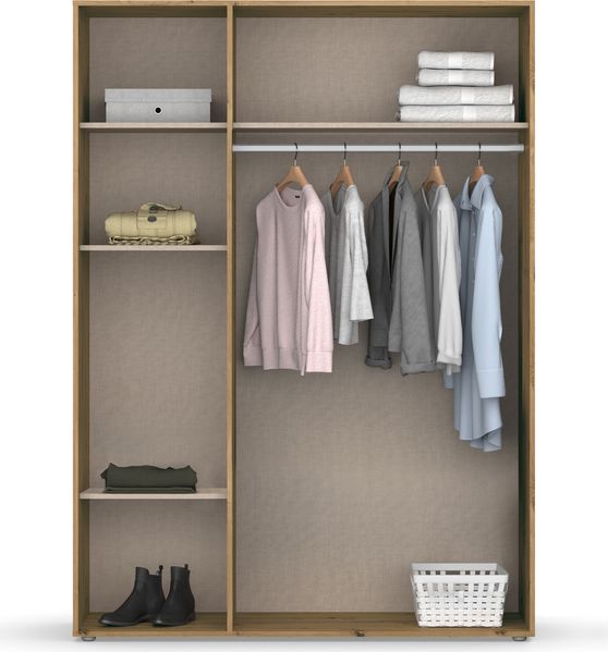 rauch Kleiderschrank; Drehtürenschrank VOYAGER, 3-türig, Alpinweiß/Eiche Artisan, 140x194x53xcm Bild 5