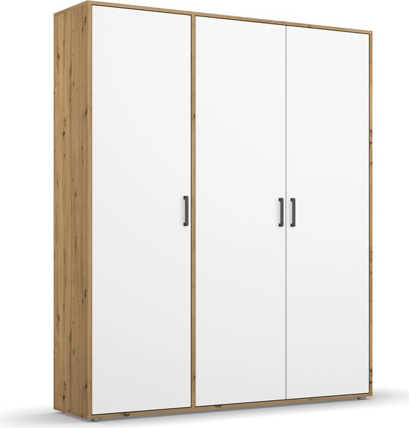 rauch Kleiderschrank; Drehtürenschrank VOYAGER, 3-türig, Alpinweiß/Eiche Artisan, 140x194x53xcm Bild 3