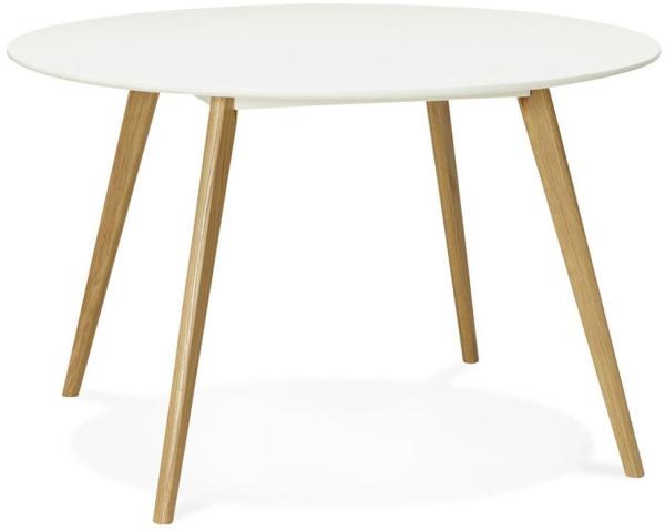 Kadima Design Esstisch, Holz, Rund, Ø 120 cm, Skandi-Stil, Weiß. 120x120x75 cm