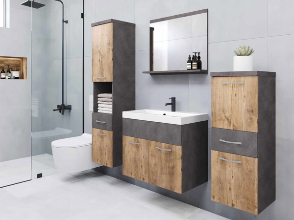 Badmöbel-Set Bella (Farbe: Matera / Matera + Kastanien Breslau)