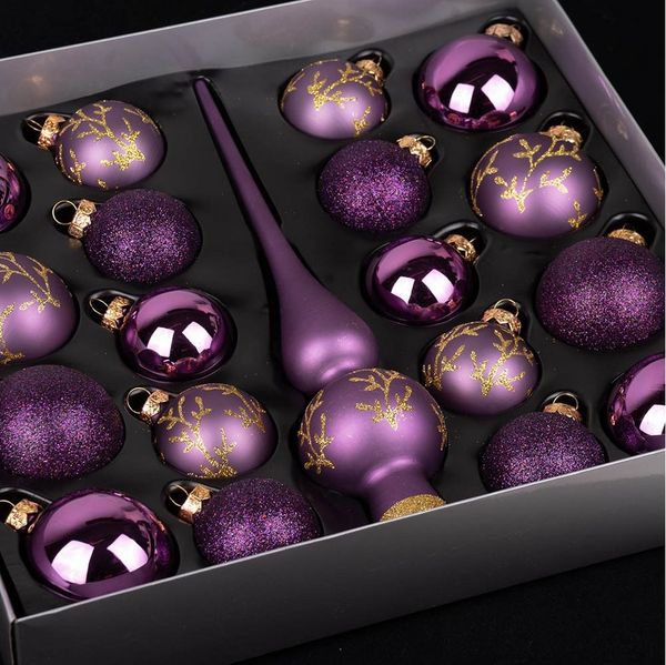 MAGIC by Inge Weihnachtsbaumkugel Kugelsortiment mit Spitze 19 Stk Purple Deluxe