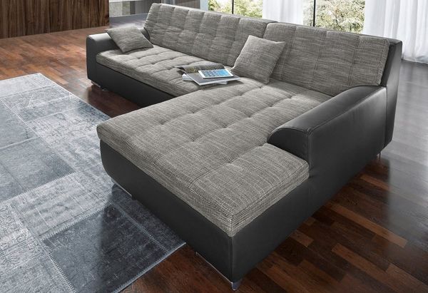 DOMO collection Ecksofa Treviso viele Bezüge, auch in Cord, L-Form, B/T/H: 267/80/83 cm, mit Bettfunktion, inkl. Zierkissen, Unser Dauertiefpreis