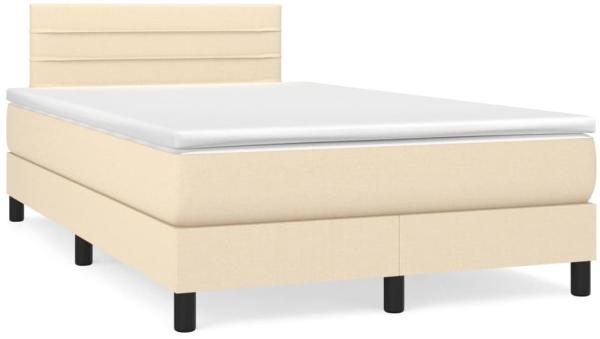 vidaXL Boxspringbett mit Matratze & LED Creme 120x190 cm Stoff 3270051