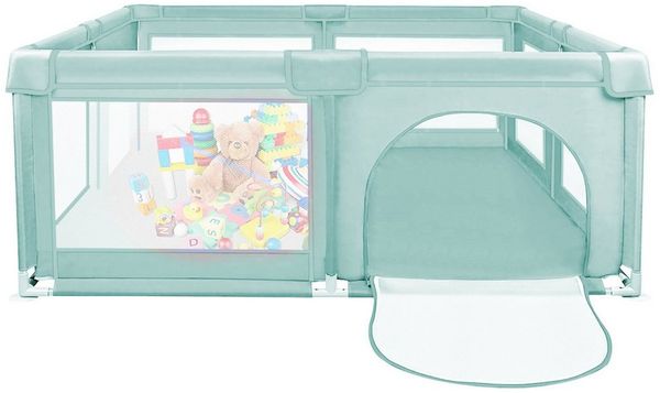 JEOBEST Laufgitter Laufstall Baby 120x120 cm Laufstall mit atmungsaktivem Netz, Laufstall für die Wohnung, Oxford Gewebe, 50 Bällen, 2 Seiteneingänge
