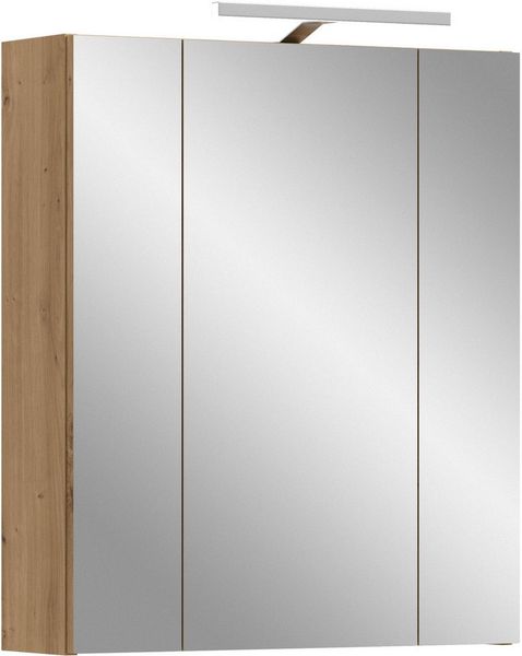 welltime Spiegelschrank Florenz, Spiegelschrank inkl. Beleuchtung, Artisan Oak NB, 3-türig