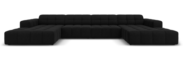 Micadoni Panorama Sofa Jennifer 6-Sitzer Samt Schwarz