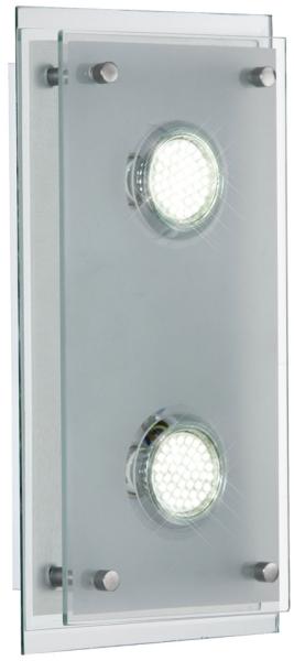 LED Wandleuchte, 2 Flammig, Chrom, Glas, B 34cm