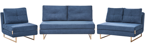 Sofa Set 6-Sitzer JERSLEV Stoff Blau