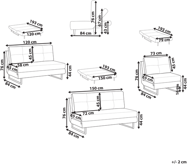Sofa Set 6-Sitzer JERSLEV Stoff Blau Bild 2
