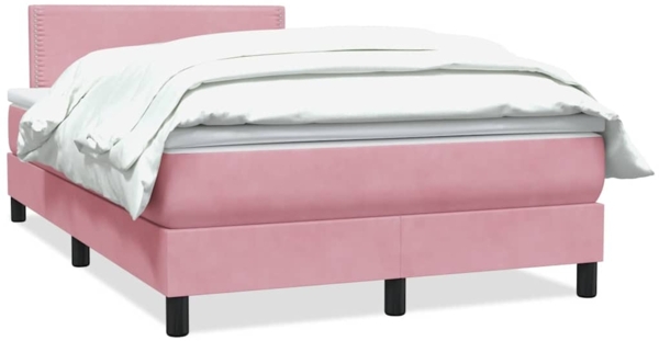 vidaXL Boxspringbett mit Matratze Rosa 120x220 cm Samt 3316160