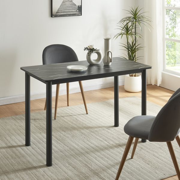 Esstisch Tammela für 4 Personen 120x60 cm Marmor-Optik, schwarz [en. casa]