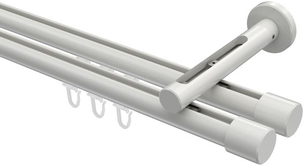 Innenlauf-Gardinenstangen-Set Siteno Santo 100 cm, 2-läufig, 20 mm Ø Weiß