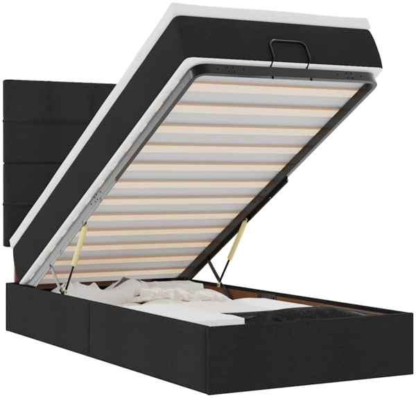 vidaXL Ottoman-Bett mit Matratze & LEDs Schwarz 90x200 cm Stoff 3313977