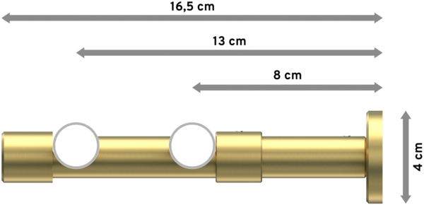 Gardinenstangen-Set Prestige Santo 520 cm (geteilt in 4 x 130 cm), 2-läufig (ohne Ringe), 20 mm Ø Messing-Optik Bild 2