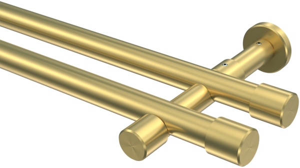 Gardinenstangen-Set Prestige Santo 520 cm (geteilt in 4 x 130 cm), 2-läufig (ohne Ringe), 20 mm Ø Messing-Optik Bild 1