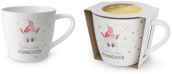 Weihnachtstasse Kaffee Tee Tasse Becher 0,4l Love Xmas la vida Wichtel 910173