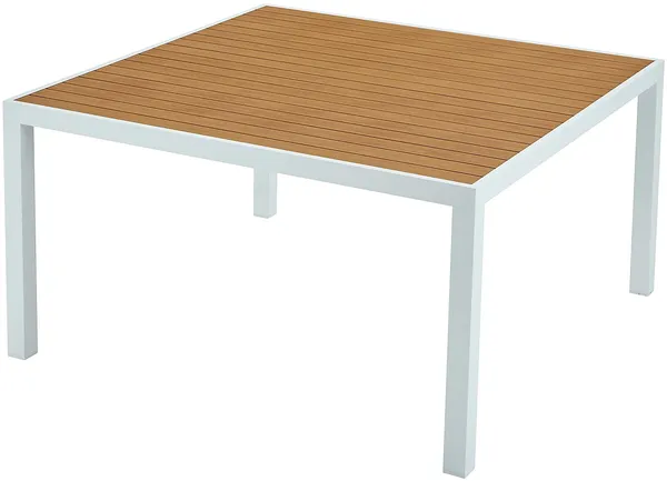 Vente-unique - MACILA Garden dining set Metall Weiß - B 140 cm x H 74 cm x L 140 cm