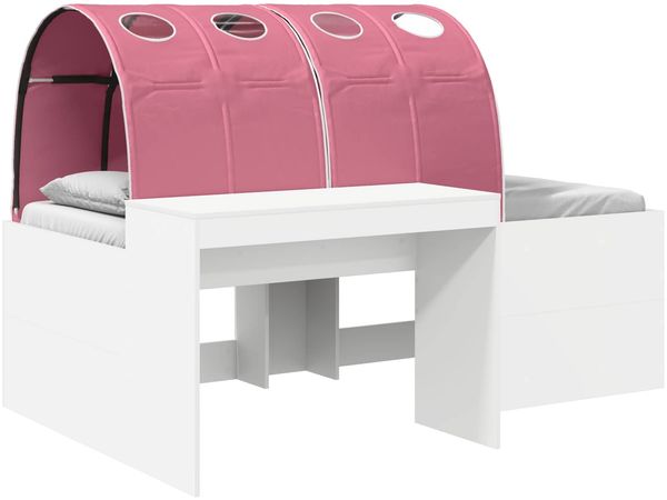 vidaXL Hochbett mit Schreibtisch für Kinder Weiß und Rosa 3423680