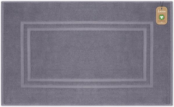 Lavea Badematte Bali, Höhe 3 mm, rutschhemmend, beidseitig nutzbar, strapazierfähig, fußbodenheizungsgeeignet, waschbar, schnell trocknend, Bio-Baumwolle, rechteckig, hochwertiger und nachhaltiger Premium Duschvorleger – saugstarke Faser