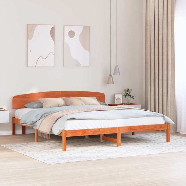 vidaXL Bettrahmen Wachsbraun 200 x 200 cm Massives Kiefernholz 872052