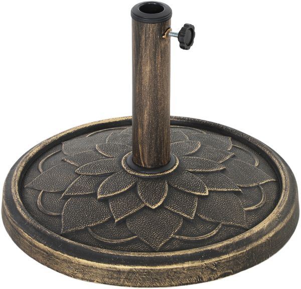 Runder Sonnenschirmständer aus Kunstharz, 12 kg, für Sonnenschirmstangen mit 32, 38 und 48 mm Durchmesser, bronzefarben
