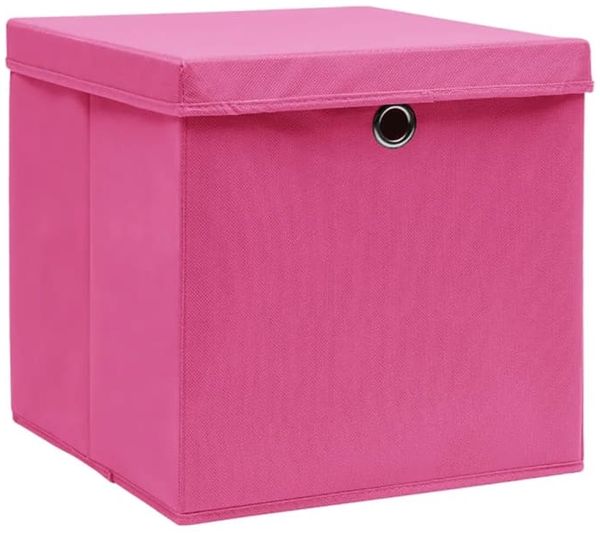 Aufbewahrungsboxen, faltbarer Korb mit Deckeln 10 Stk. 28x28x28 cm Rosa