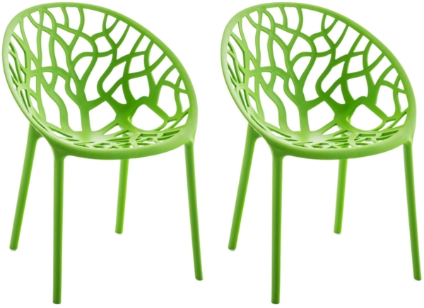CLP 2er Set Gartenstuhl Hope, Modernes Design, Wetterfest, Stapelbar, Mit Armlehnen,grün
