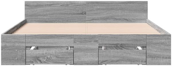 vidaXL Bettgestell mit Schubladen Grau Sonoma 135x190 cm Holzwerkstoff 3280774 Bild 4