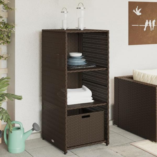 vidaXL Gartenschrank Grau 50x55x115 cm Poly Rattan Braun