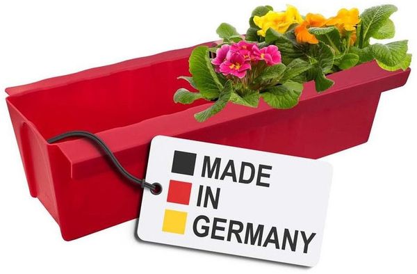 Euro-Paletten Blumenkasten-Einsätze | mit Hängesystem zum Einhängen | 37,3cm Rot | Pflanzkasten für Europalette Palette | Balkonkasten | Blumentopf | extrem stabil